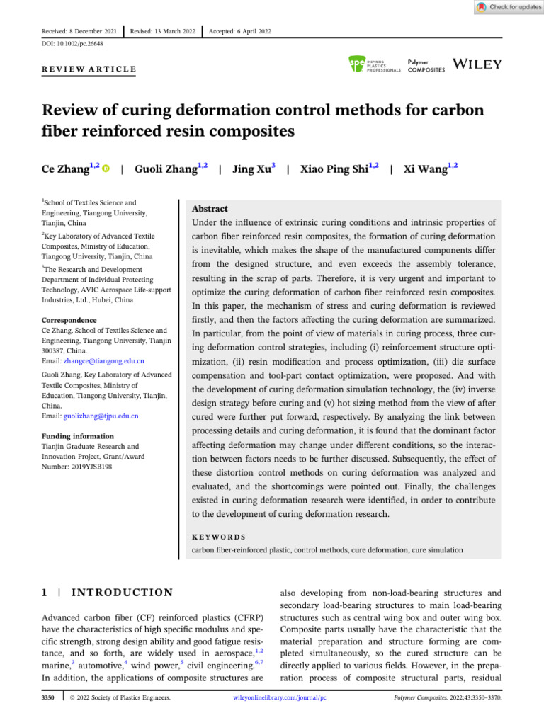 Curing Deformation Control in CFRP | PDF | Composite Material ...