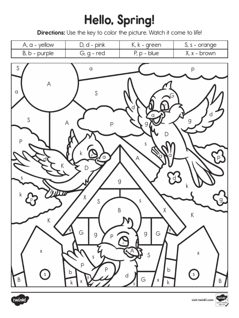 Spring Coloring Activity Guide | PDF | Color | Visual Perception