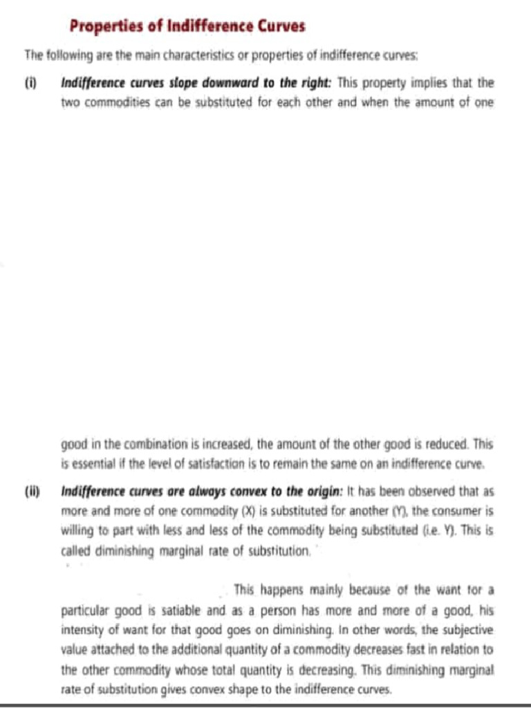 Properties of Indifference Curves | PDF | Utility | Microeconomics