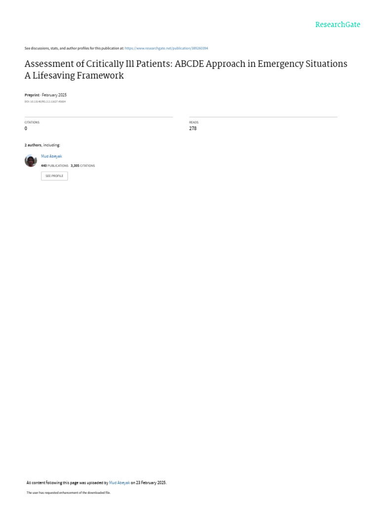 Abcde Approach in Emergency Situations a Lifesaving Framework | PDF ...