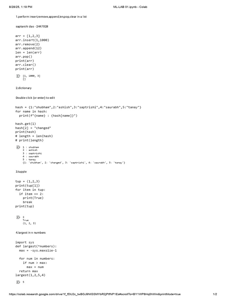 Python List and Dictionary Operations | PDF