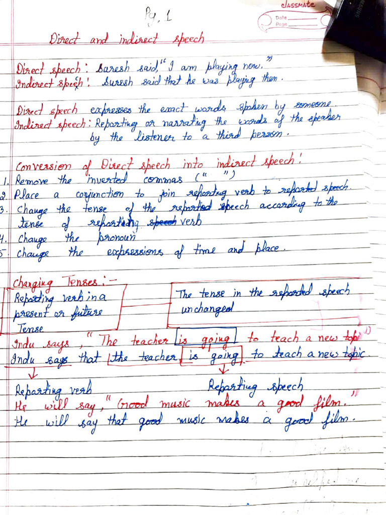 Indirect Speech and Tense Changes | PDF | Semantic Units | Syntax