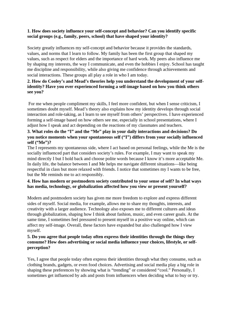 Society's Impact on Self-Identity | PDF | Self Concept | Identity ...