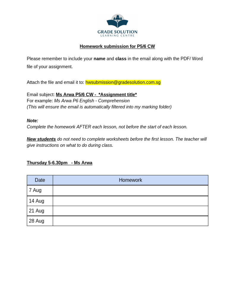Homework Instructions - Ms Arwa | PDF