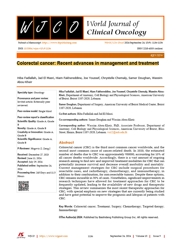 Advances in Colorectal Cancer Treatment | PDF | Radiation Therapy ...