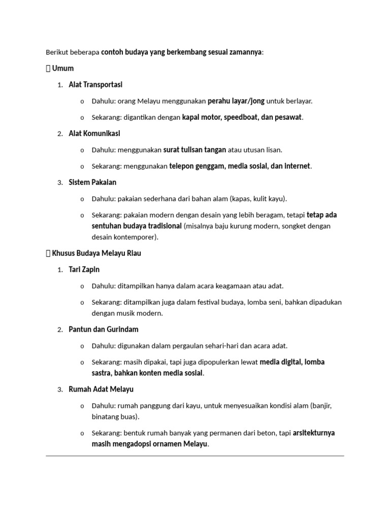 Evolusi Budaya Melayu Riau Seiring Zaman | PDF