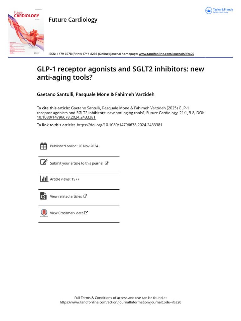 GLP-1 Receptor Agonists and SGLT2 Inhibitors New Anti-Aging Tools | PDF ...