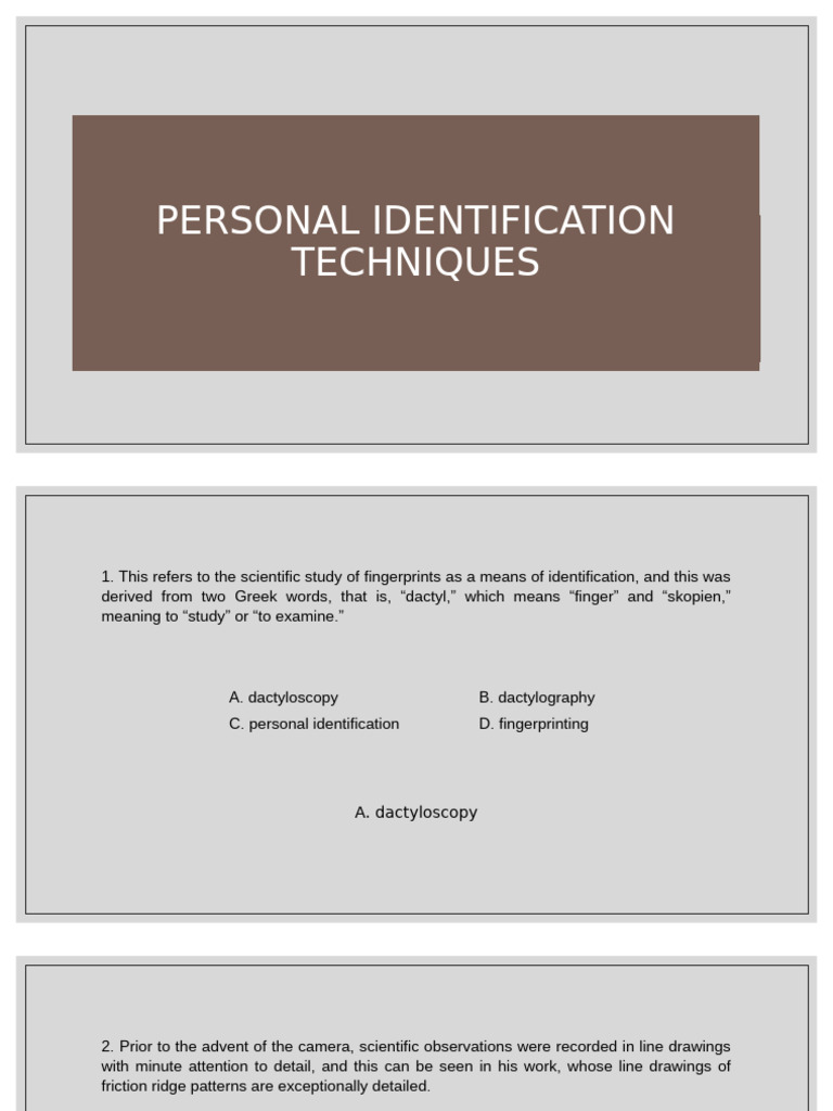 Fingerprint Identification Techniques Guide | PDF | Fingerprint | Film ...