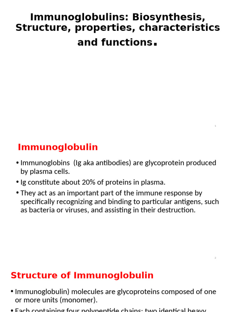 Immunoglobulins Lecture 105729 | PDF | Antibody | Immunoglobulin G
