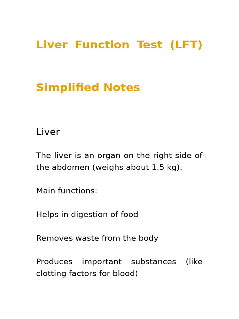 LFT Simplified Notes and Key Markers | PDF