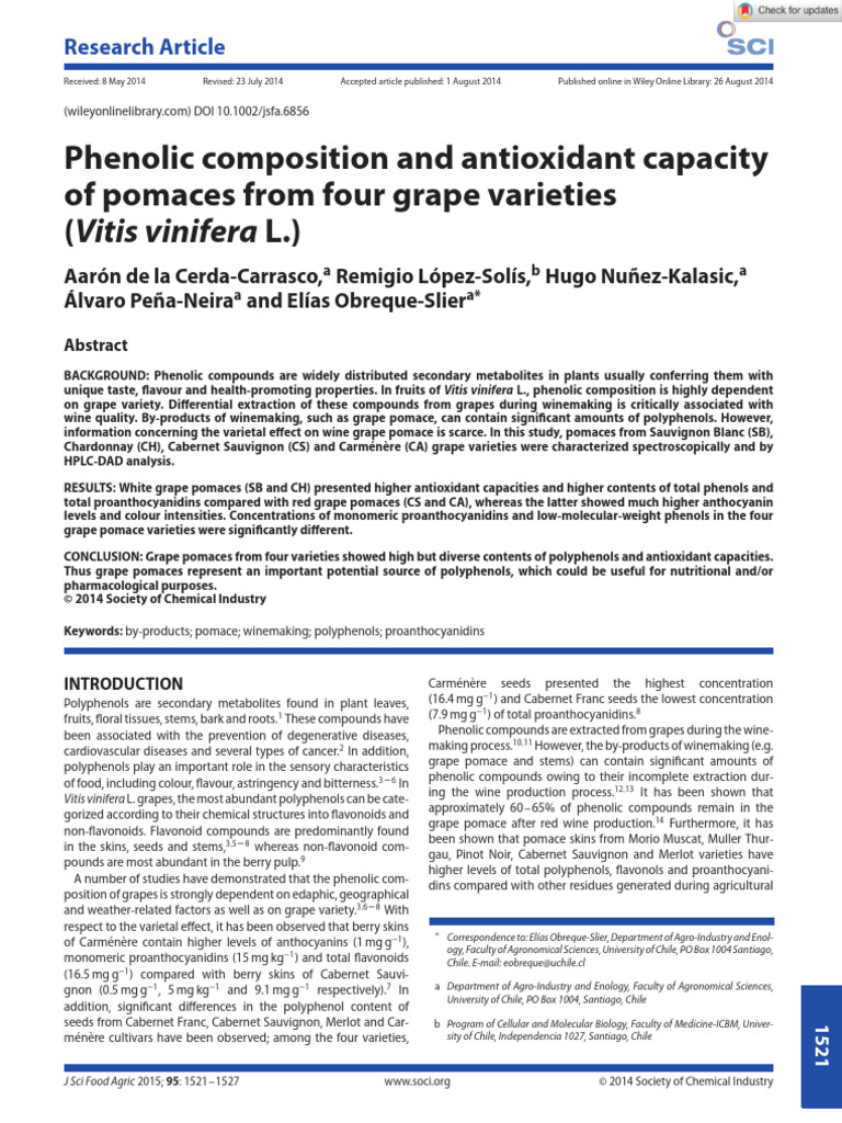 Grape Pomace: Phenolic Profiles & Antioxidants | PDF | Phenolic Content ...