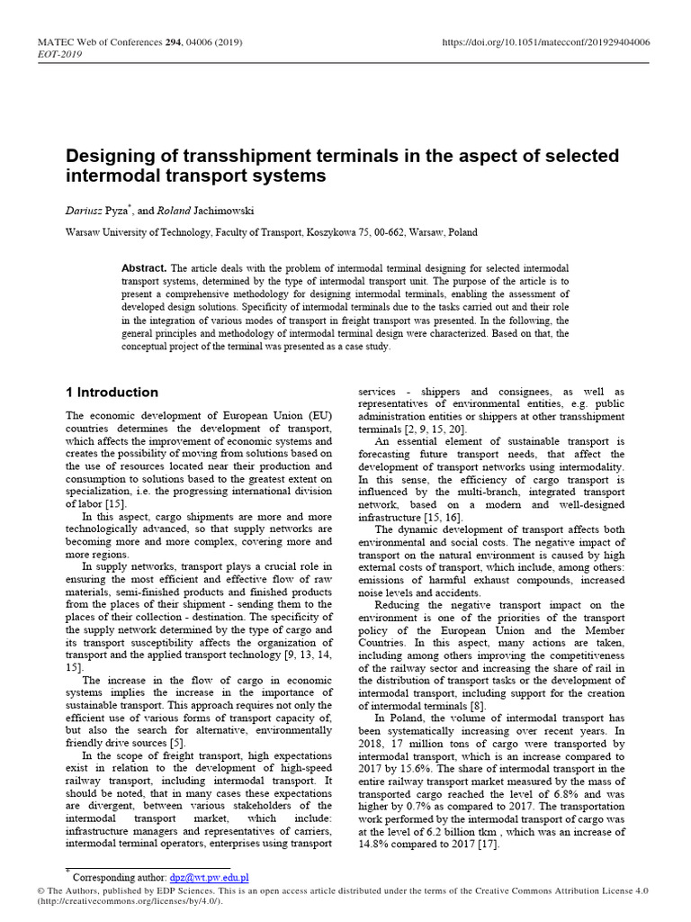 Designing Intermodal Transport Terminals | PDF | Transport ...