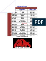 2012 Downloadable San Francisco 49ers Schedule