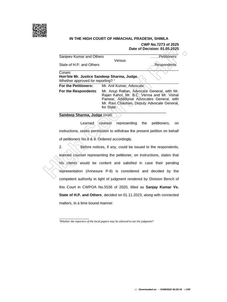 High Court Ruling on Petition Withdrawal | PDF | Legal Procedure ...