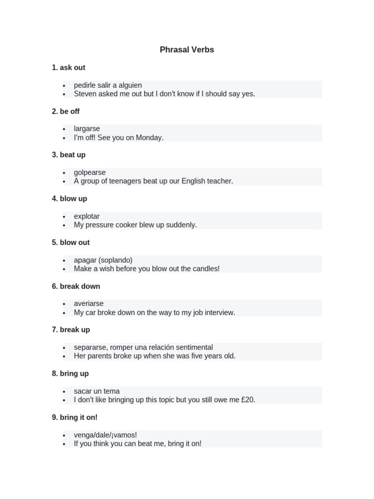 Common Phrasal Verbs Explained | PDF