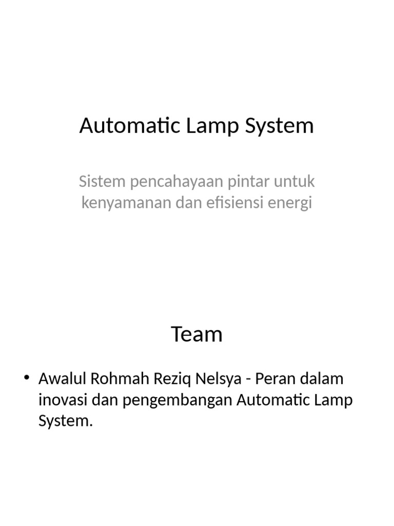 Automatic Lamp System Pitch Deck (1) | PDF