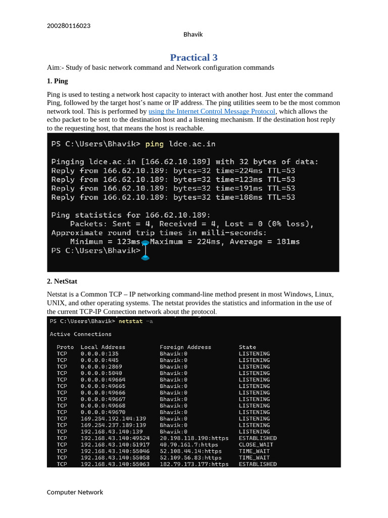 Basic Network Command Procedures | PDF | Ip Address | Computer Network