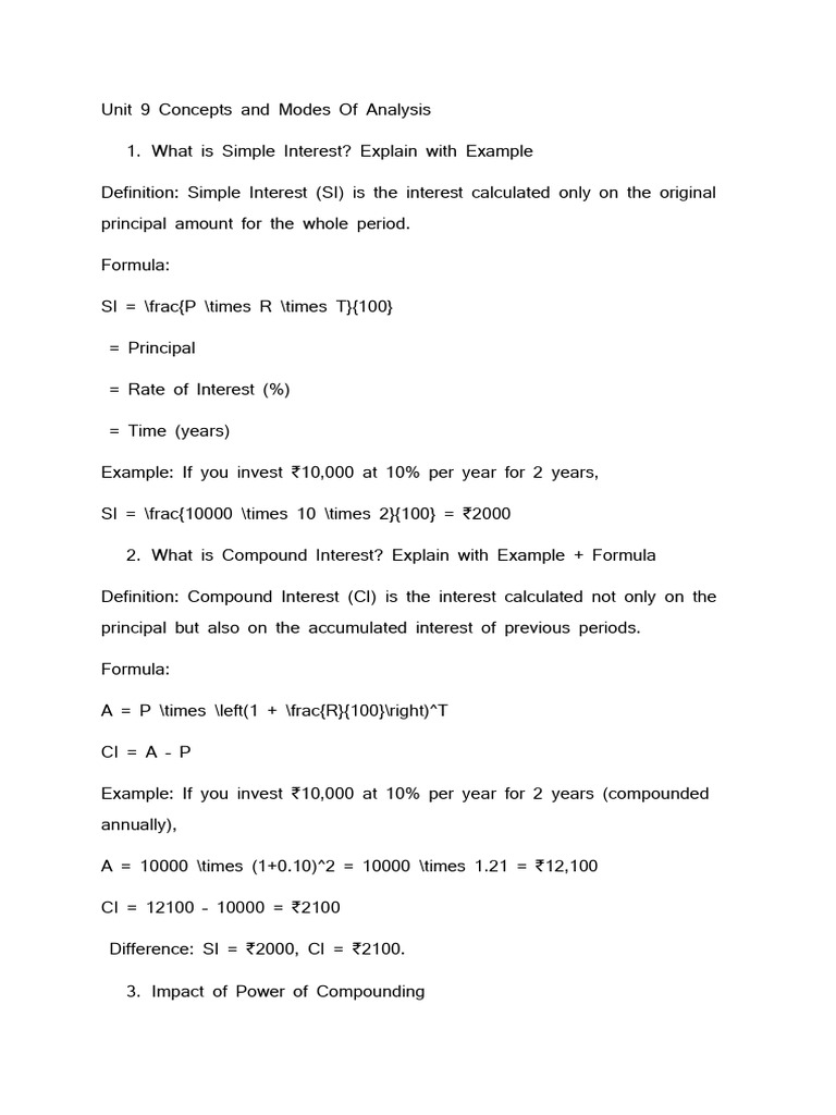 Simple vs Compound Interest Explained | PDF | Balance Sheet | Income ...