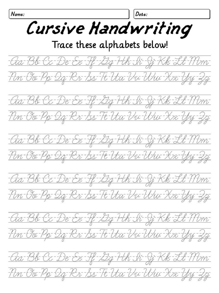 Cursive Writing Letters a-z | PDF