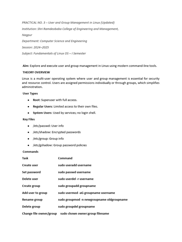 Practical No-3 Linux | PDF | Sudo | User (Computing)