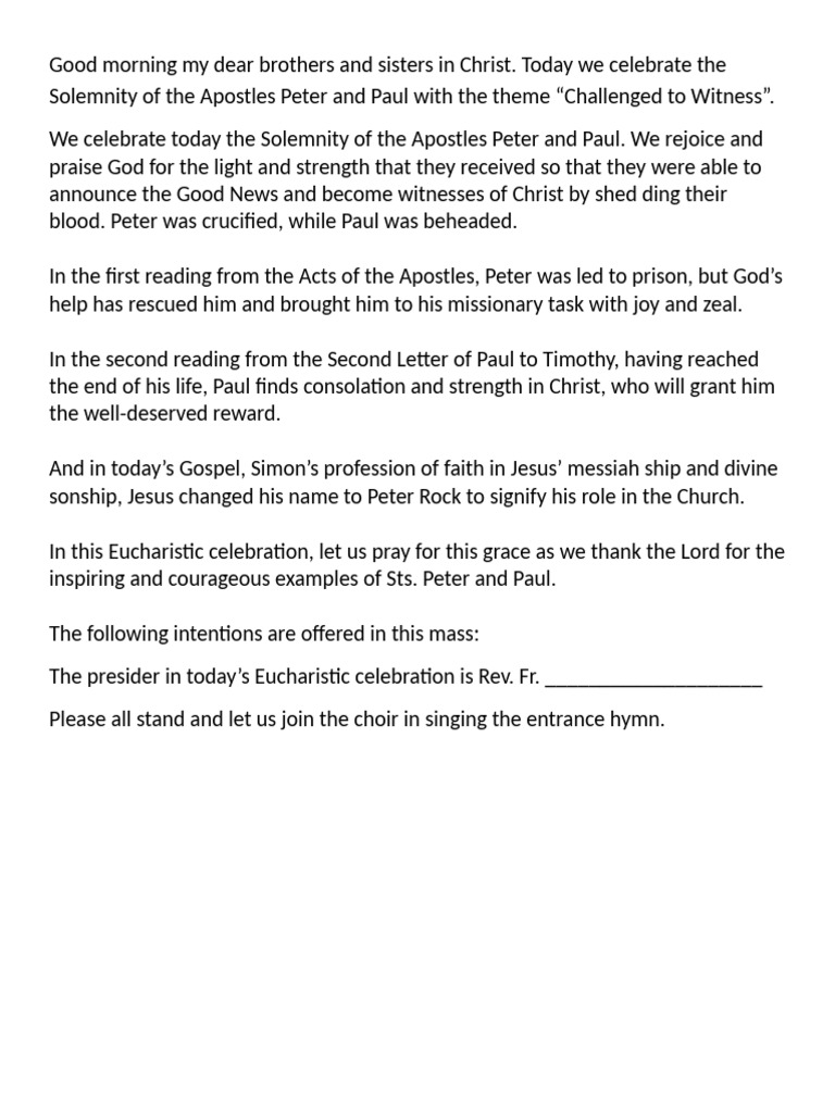 Solemnity of The Apostles Peter and Paul | PDF | Paul The Apostle | Jesus