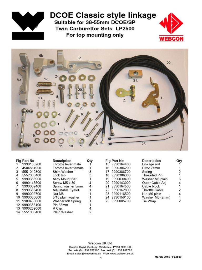 DCOE Carburettor Linkage Installation Guide | PDF | Throttle | Vehicle ...
