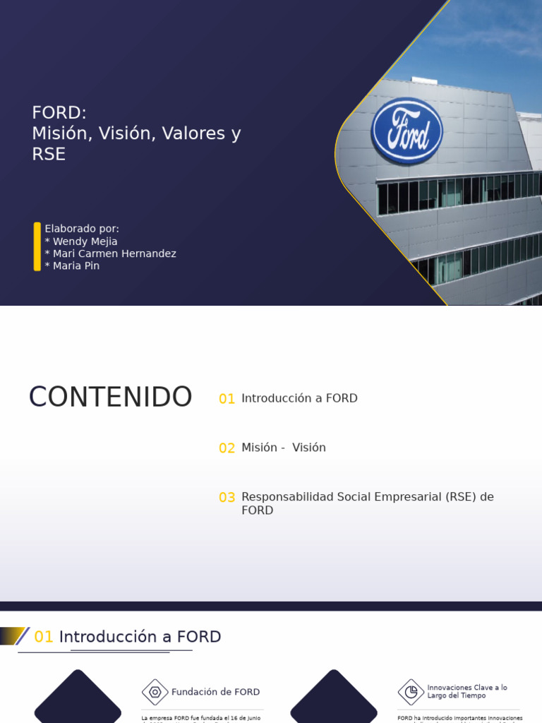 Misión, Visión y RSE de FORD | PDF | Sustentabilidad | Compania de ...
