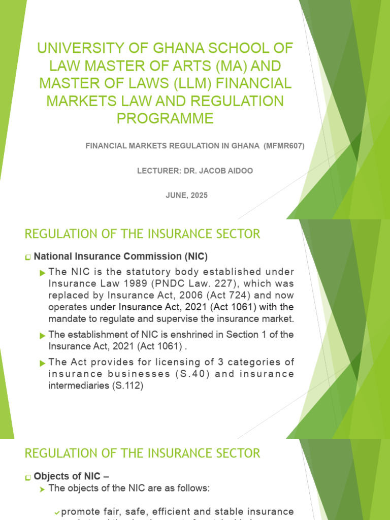 Ghana Insurance Sector Regulation Overview | PDF | Insurance | Risk ...
