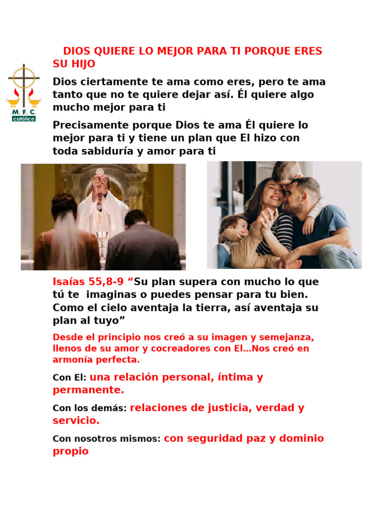 Dios te ama y quiere lo mejor para ti | PDF