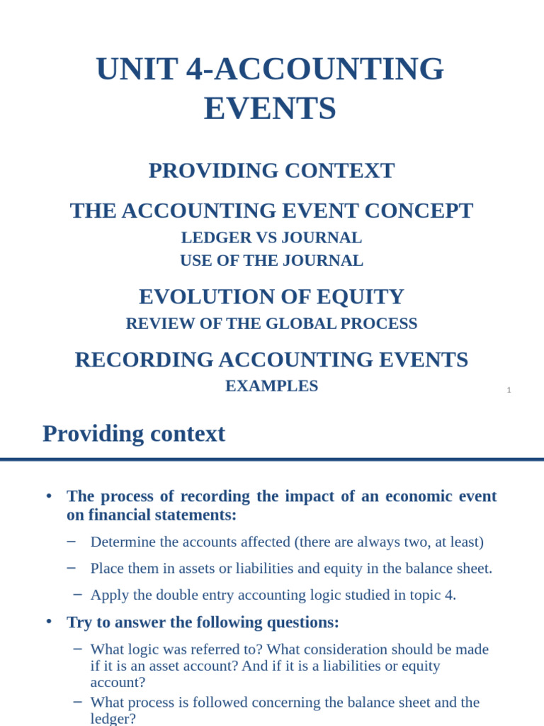 Unit 4 Accounting Events | PDF | Debits And Credits | Balance Sheet
