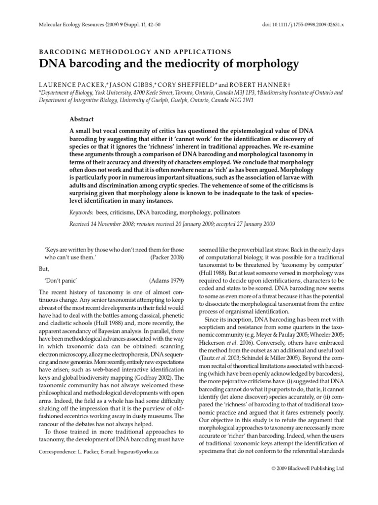 DNA Barcoding vs. Morphological Taxonomy | PDF | Species | Taxonomy ...