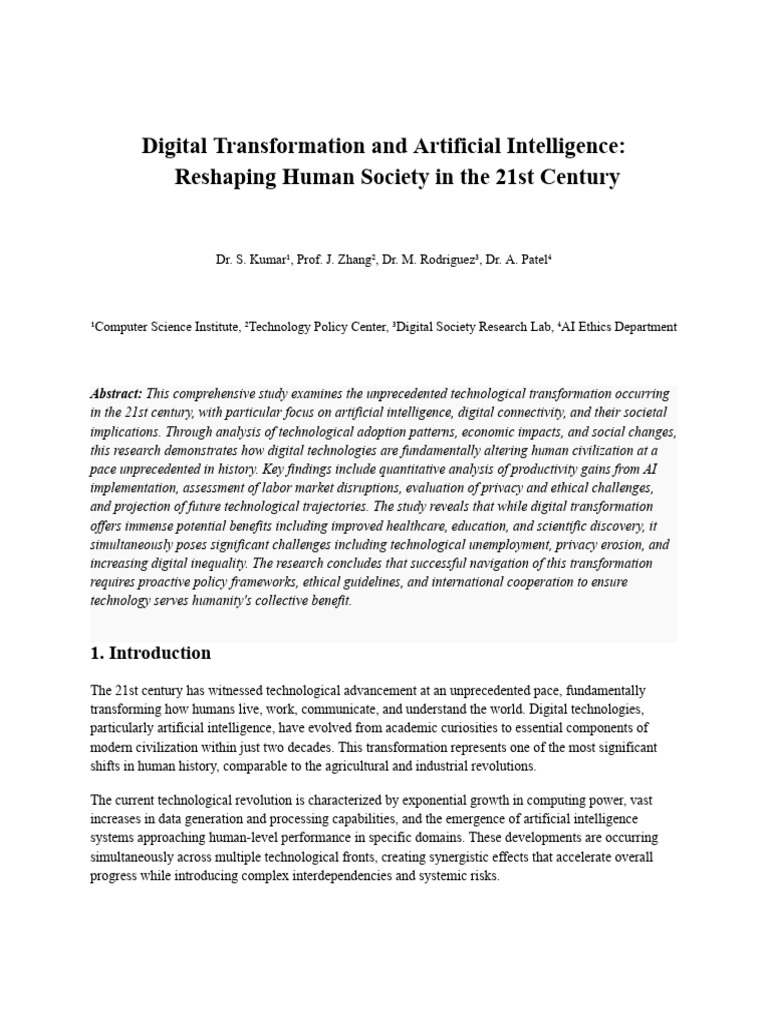 AI and Digital Transformation Impact | PDF | Artificial Intelligence ...