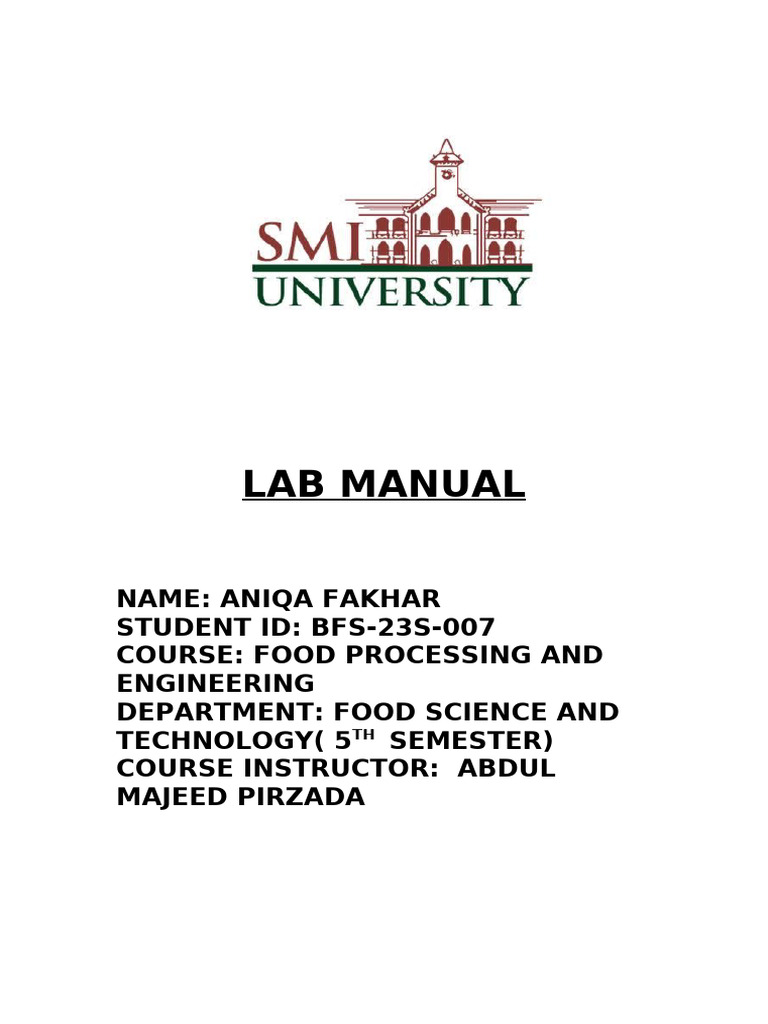 Food Processing Lab Manual for Students | PDF | Heat Exchanger | Heat ...