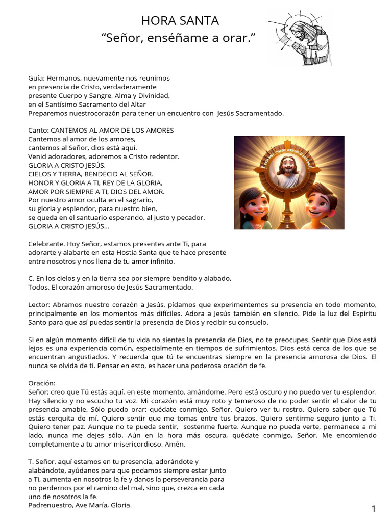Guía de Hora Santa para la Oración | PDF | Oración | María, madre de Jesús
