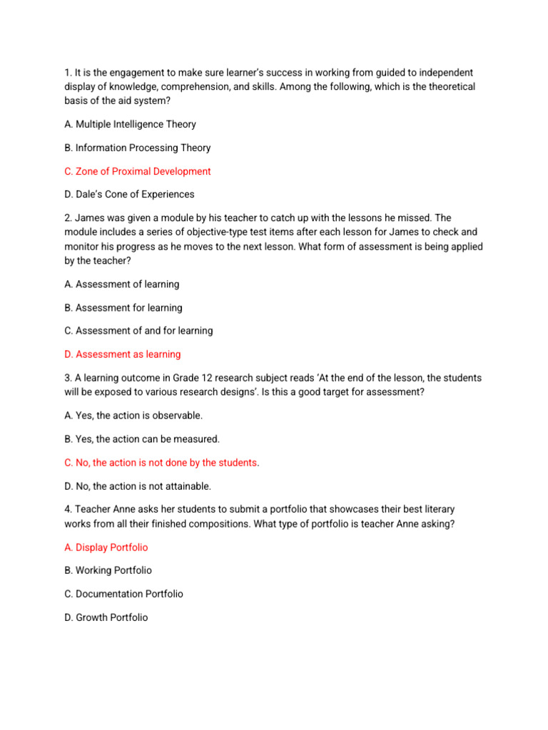Assessment Methods in Education Explained | PDF