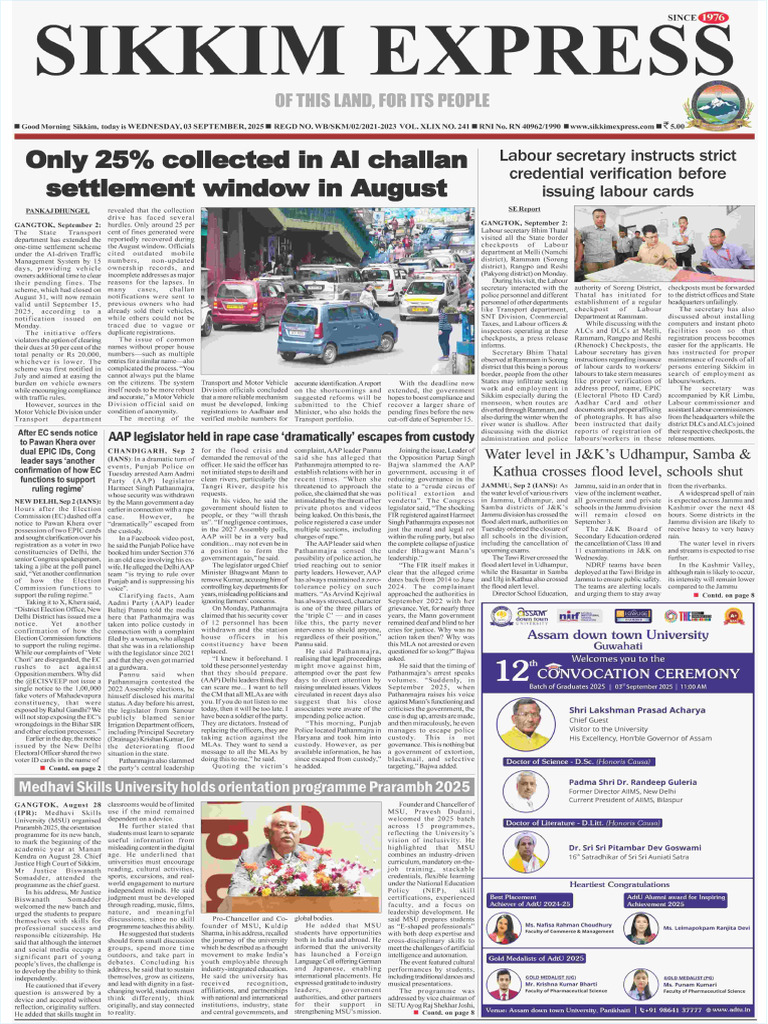 Sikkim Express 3rd Sep 2025 | PDF