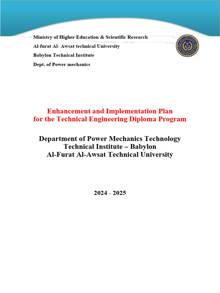 Power Mechanics Diploma Program Plan | PDF | Strategic Planning | Goal