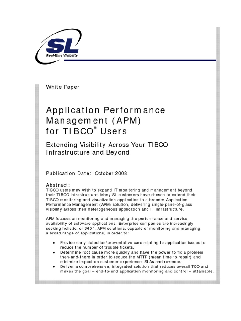 Application Performance Management (APM) For TIBCO Users | PDF | Itil ...