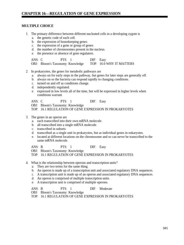 Gene Expression Regulation Overview | PDF | Operon | Regulation Of Gene ...