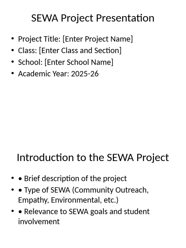 SEWA Project Overview and Guidelines | PDF