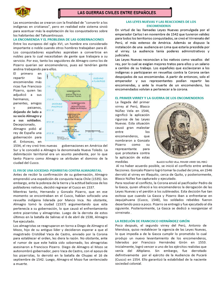 Ficha de Informac. Las Guerras Civiles Entre Españoles | PDF ...