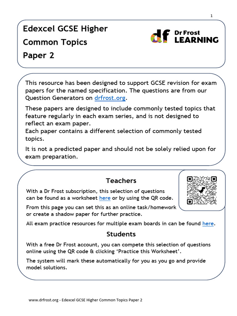 Edexcel GCSE Higher Topics Paper 2 | PDF | Sphere | Euclidean Geometry