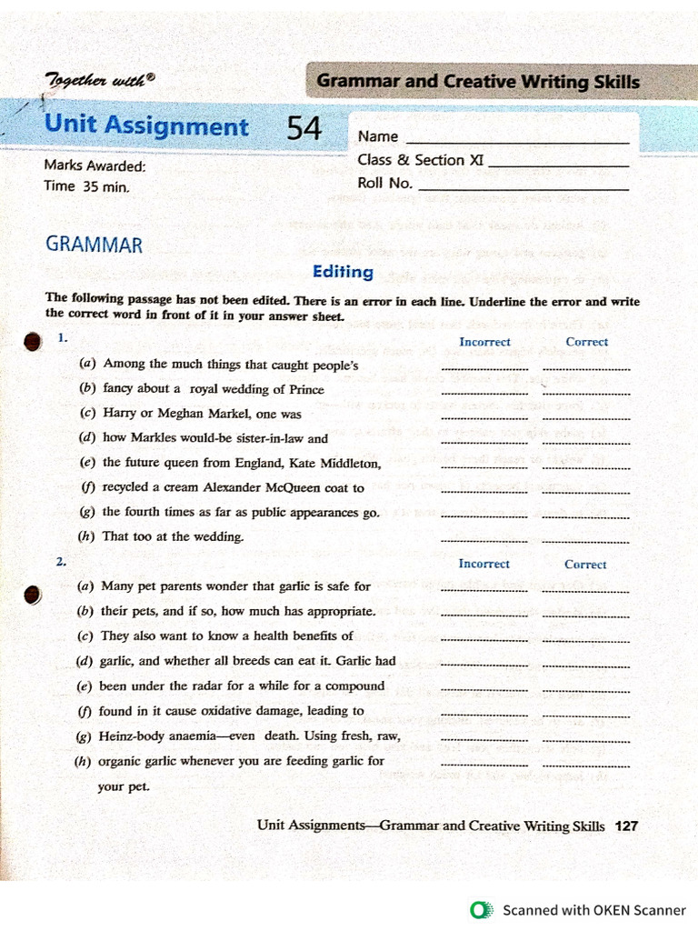 Grammar Assignment | PDF