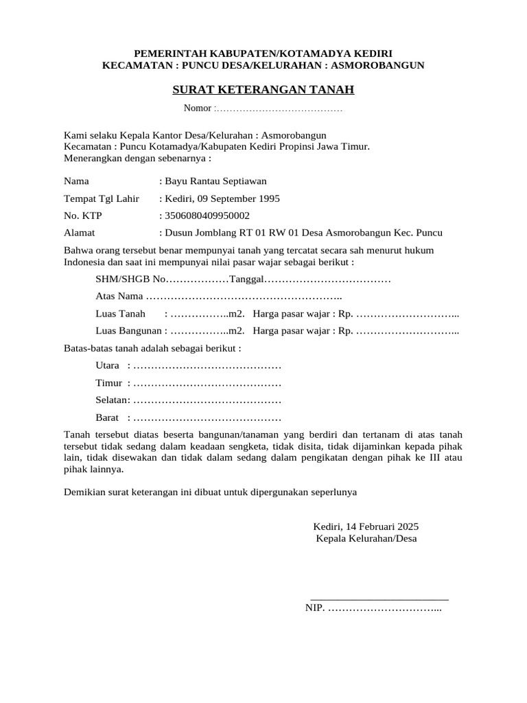 Surat Tanah Pinjaman | PDF