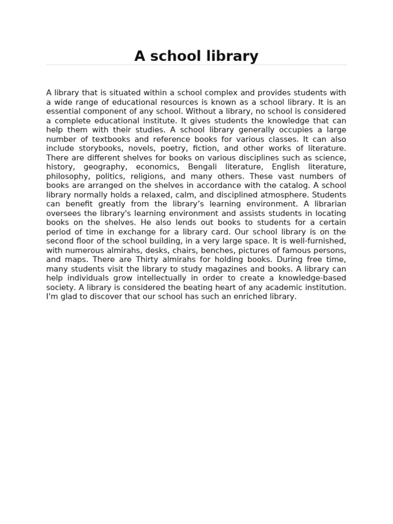 Importance of School Libraries | PDF