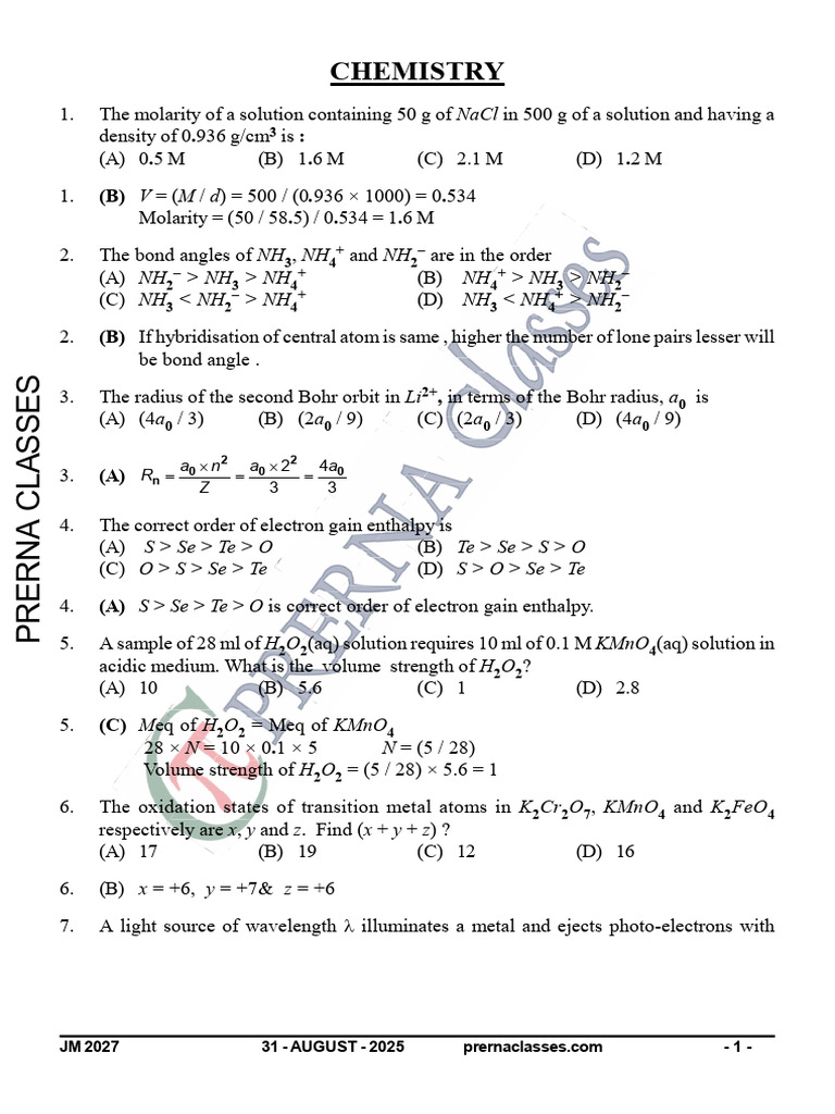 Chemistry and Physics Exam Questions | PDF | Force | Chemical Bond