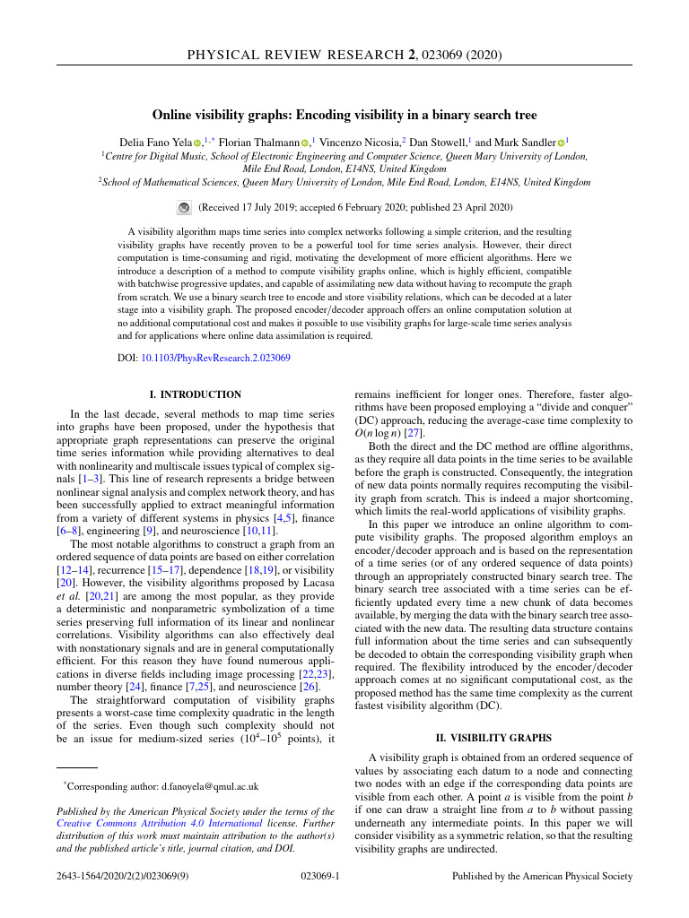 Online Visibility Graphs via BST | PDF | Time Complexity | Logarithm