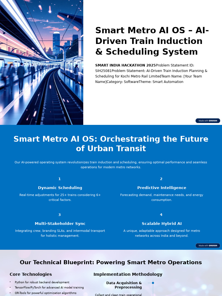 Smart Metro AI OS AI Driven Train Induction and Scheduling System | PDF ...