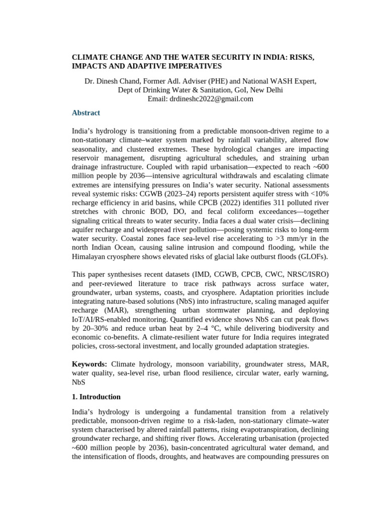 Climate Change and The Water Environment | PDF | Groundwater | Flood