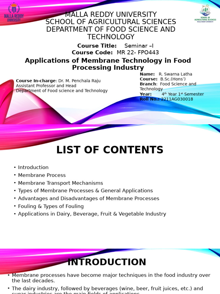 Membrane Technology in Food Processing | PDF | Membrane | Membrane ...